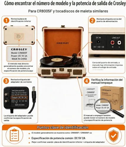 Vista 3 de VHBW Cable de alimentación de 5 V de repuesto para Crosley CR8005F CR8005D adaptador compatible con Crosley Cruiser Plus tocadiscos portátil