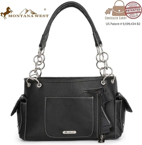 Vista 3 de Montana West Bolso patriótico con tachuelas para mujer, bolso de mano con bandera estadounidense y bolso cruzado
