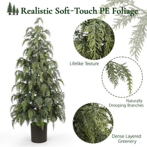 Vista 6 de 3PCS Christmas Artificial Cedar Trees for Outdoors Decorations, 2FT/3FT/4FT