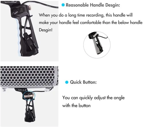 Vista 4 de Micolive Micrófono Parabrisas Blimp Estilo Proteger Jaula y Sistema de Suspensión de Montaje de Amortiguador Compatible con Rode NTG1 NTG2 NTG3