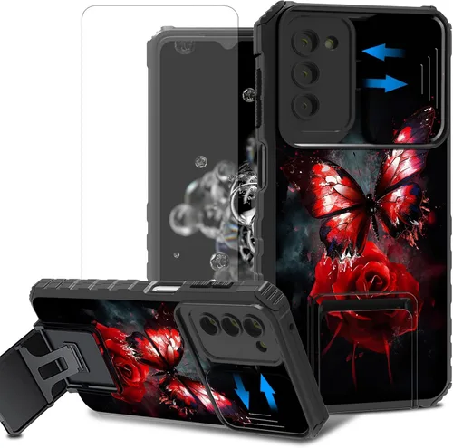 Vista 61 de Funda para teléfono Samsung Galaxy A15 5G con protector de pantalla con cubierta deslizante para cámara y soporte de doble capa híbrida resistente a