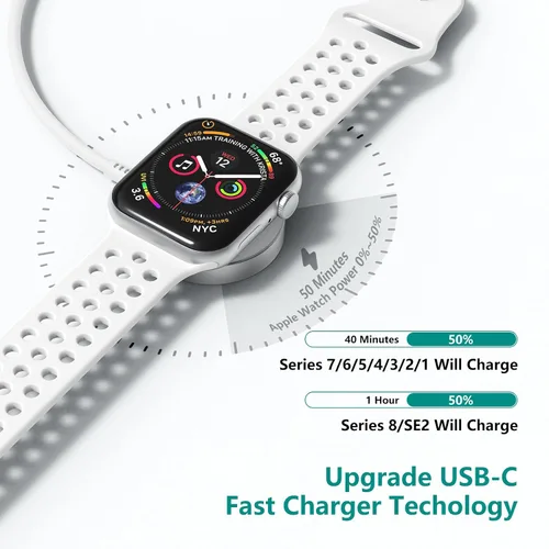 Vista 3 de Gyusity Cargador magnético para iWatch 1 en 1 a cable USB C de 3 pies