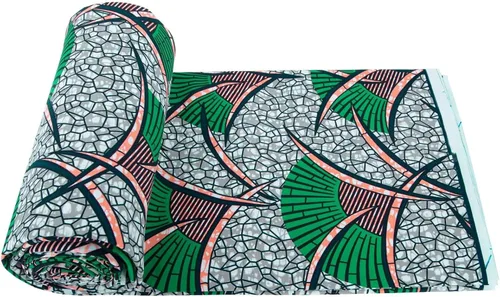 Vista 6 de Tela de algodón africana de la impresión de la cera de Ankara de 6 yardas usada para el material de costura