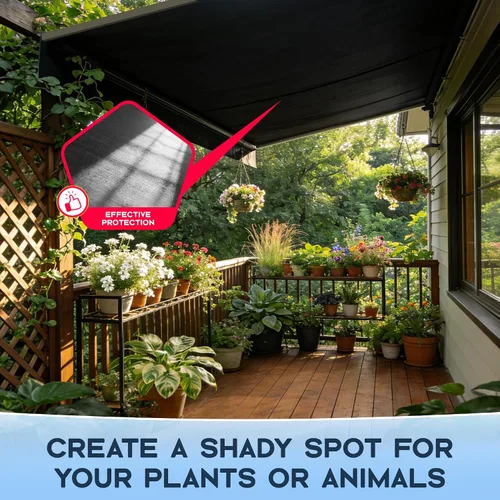 Vista 6 de Tela 90% para patio y pérgola, red de sombra de polietileno de alta densidad con protección UV con bordes y ojales reforzados, parasol resistente al