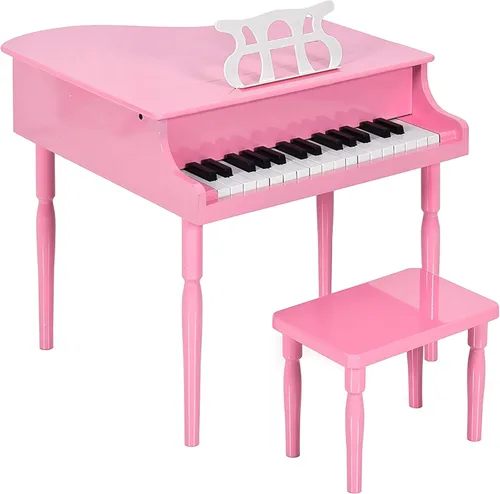 Vista 13 de Grand piano de madera con 30 teclas, juguete para niños color negro con asiento.