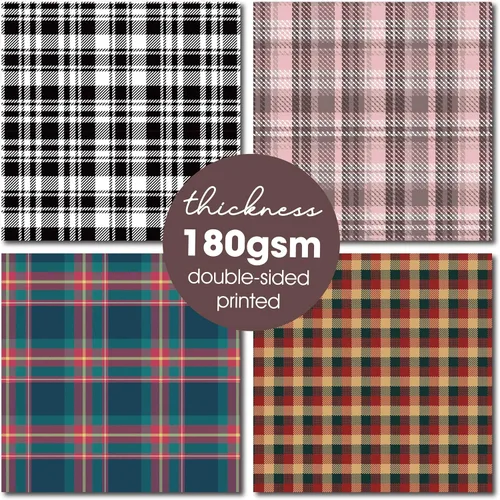 Vista 4 de Bloc de papel de tartán a cuadros de 30x30 cm, papel de doble cara, paquete de papel para álbumes de recortes, cartulina decorativa - 36 hojas