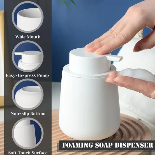 Vista 2 de BosilunLife Dispensador de jabón de manos de espuma, dispensador de loción de baño de 12 onzas, dispensador de jabón espumoso, dispensador