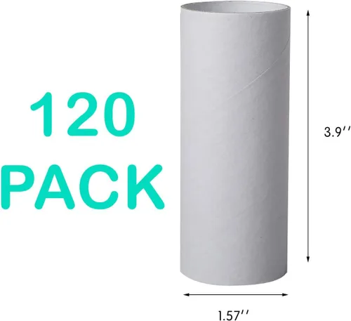 Vista 3 de Paquete de 120 tubos de cartón para manualidades, rollos de manualidades, tubos redondos, rollos de papel higiénico, tubos de cartón