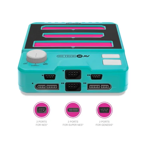 Vista 4 de Hyperkin - RetroN 3 (3-in-1) AV Gaming Console Console System with Controllers for Nintendo NESSuper NES (SNES) Super FamicomGenesis, (Hyper Beach)