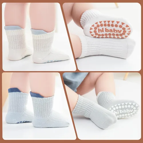 Vista 5 de BONANGEL Baby Socks with Grips, 8 Pairs Non Slip Cotton Ankle Socks for Toddler Girls Boys Infants Kids 0-5 Years Old