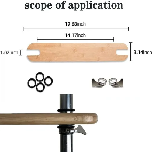 Vista 5 de Reposapiés para silla alta, antideslizante y ajustable de madera de bambú natural para silla alta de bebé con 4 anillos de goma, compatible