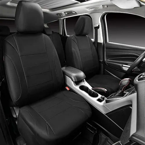 Vista 4 de Car Pass - Fundas impermeables de neopreno para asientos, juego completo negro de ajuste universal, fundas protectoras para interior de auto SUV