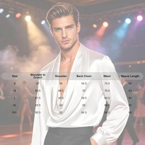 Vista 6 de Camisa de baile de salón moderna latina para hombre Negro