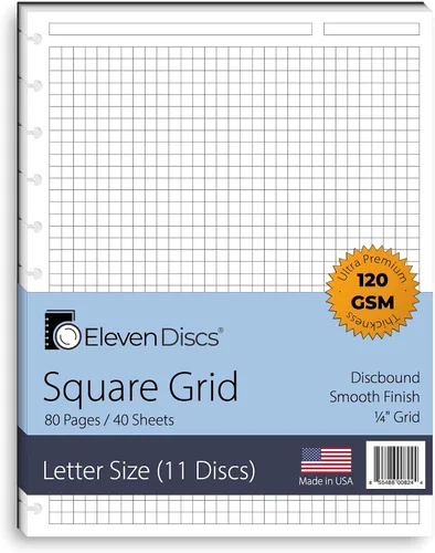Vista 22 de Eleven Discs Papel Discbound, Hojas de Cuadrícula de Puntos Tamaño Junior - Repuestos Premium de 120gsm Peso Pesado para Cuaderno y Planificador - 8