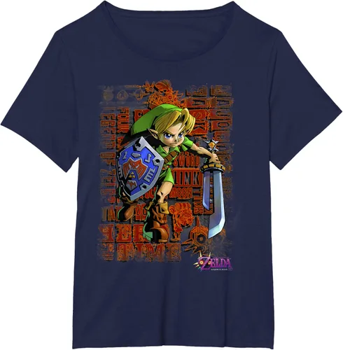 Vista 9 de Legend of Zelda Majoras Mask Link Action Retrato Camiseta Negro