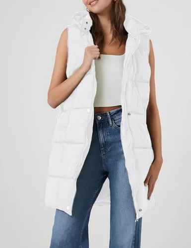 Vista 5 de Fiona Jolin Chaleco largo acolchado con capucha para mujer, abrigos de invierno acolchados sin mangas, chaquetas hinchadas