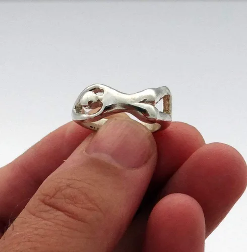 Vista 3 de Erotic ring in sterling silver, erotic jewelry, sterling silver erotic ring, silver naked lady, adult jewelry, adult ring, erotic nudity, nude girl