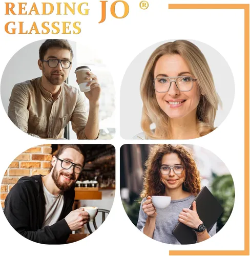 Vista 4 de JO Progressive Multifocus Reading Glasses Men Women - No Line Progressive Reader Half-Rim for Mid-Near