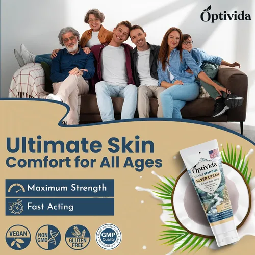 Vista 6 de Crema de Sanación de Piel Optivida Nano Silver - Ungüento para la Sanación de la Piel. Solución Tópica Hidratante y Sanadora para Quemaduras