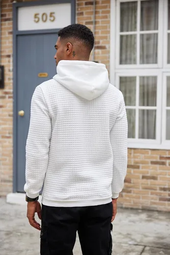 Vista 5 de COOFANDY - Sudadera con capucha para hombre, casual, de manga larga, con cordón ajustable y tejido de punto de gofre