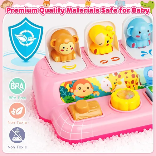 Vista 4 de Duchong - Juguetes para niñas de 1 año, juguete interactivo emergente con música y luz, juguetes de aprendizaje Montessori para bebés y niños