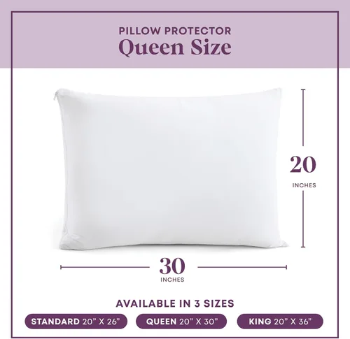 Vista 6 de CirclesHome Protectores de almohada Queen con cremallera, paquete de 4 fundas de almohada 100% algodón transpirables, protegen las almohadas de la 1