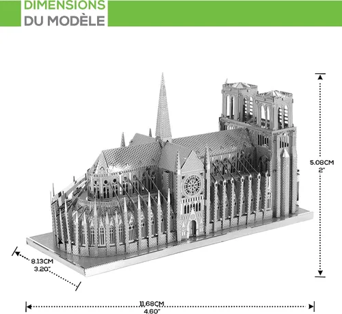 Vista 5 de Kit modelo 3D de metal de la catedral de Notre Dame de Iconx de Fascinations