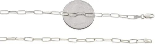 Vista 4 de Collar de eslabones con clip de papel de oro blanco de 14 quilates de 0.118in, Metal