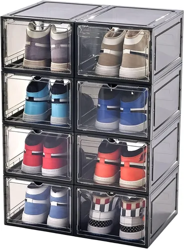 Vista 7 de Caja de almacenamiento para zapatos KEFA XL, paquete de 6 cajas de zapatos de plástico transparente apilables, organizador de cajas de zapatos