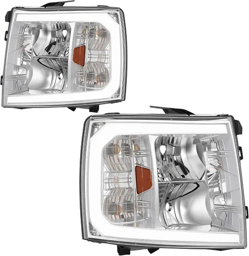 Vista 19 de DWVO Faros delanteros compatibles con Chevy Silverado 1500 1500 HD/2003-2004 Silverado 2500/2003-2006 Silverado 2500HD 3500/2003-2006 Avalanche 1500