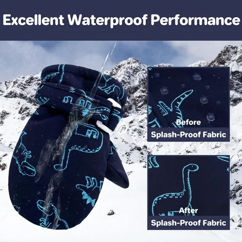 Vista 26 de QikQik Guantes de invierno impermeables para niños pequeños - Guantes de nieve para bebés