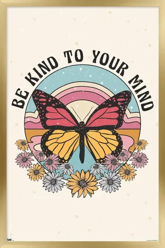 Vista 20 de Trends International Póster de pared Be Kind to Your Mind, 14.725 x 22.375 pulgadas, versión enmarcada de madera de granero