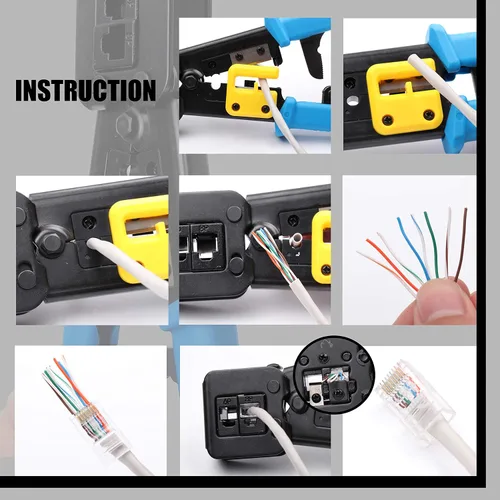 Vista 6 de Herramienta de crimpado de paso, herramienta de crimpado Yangoutool RJ45 y crimpadora de paso para conector RJ45/RJ12 de paso regular y final