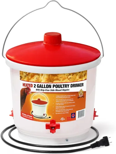 Vista 16 de Farm Innovators - Paquete de 2 bebederos térmicos para pollo, cubo para bebedero para aves de corral, 2 galones