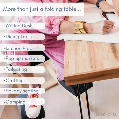 Vista 7 de Sleekform Mesa plegable de madera – Escritorio plegable portátil – Escritorios plegables fáciles de montar para espacios pequeños – Mesas