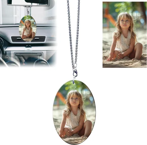 Vista 12 de Ornamento colgante personalizado para espejo retrovisor de coche con foto - Colgante de coche de acrílico personalizado con imagen (Rombo)