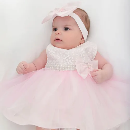 Vista 7 de Lilax Vestido de tul de encaje para niña de 3 piezas