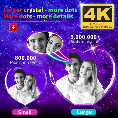 Vista 3 de Foto de cristal 3D, regalos únicos personalizados con tu propia foto para él/ella, mamá, papá, mujeres, hombres, imagen grabada con láser 3D, imagen