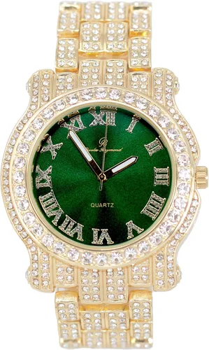 Vista 87 de Charles Raymond Bling-ed Out Ultimate Hip Hop Royalty Reloj para hombre con número romano de fácil lectura o indicadores de tiempo de diamantes