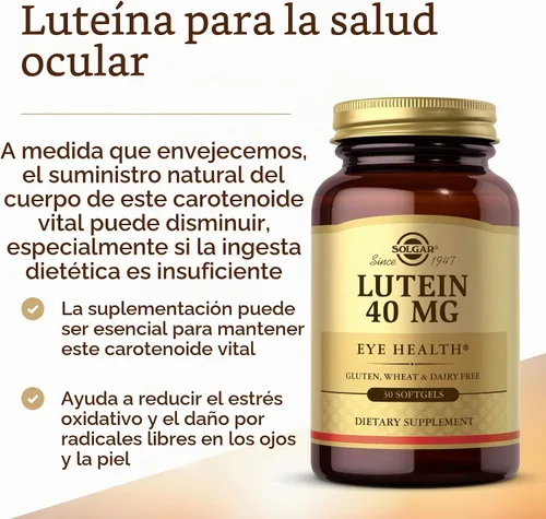 Vista 3 de Solgar Luteína 40 mg, 30 cápsulas blandas - Contiene luteína FloraGLO - Sin
