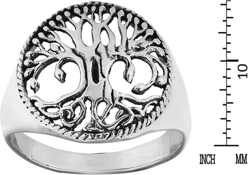 Vista 5 de Anillo de plata de ley 925 de AeraVida Inquebrantable Árbol de la Vida
