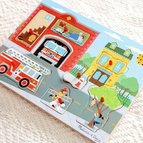 Vista 9 de Melissa & Doug - Rompecabezas con sonido (8 piezas), Estación de bomberos, Multicolor