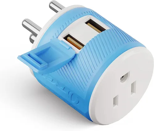Vista 18 de OREI Adaptador de enchufe para viajes a Sudáfrica, Botsuana, Namibia con doble USB - Entrada EE. UU. - Tipo M (U2U-10L), Funcionará con teléfonos
