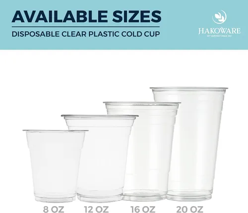 Vista 7 de HAKOWARE de Harvest Pack, 1000 unidades, vasos de plástico ultra transparentes de 16 onzas, vasos desechables para fiestas de boda, vasos