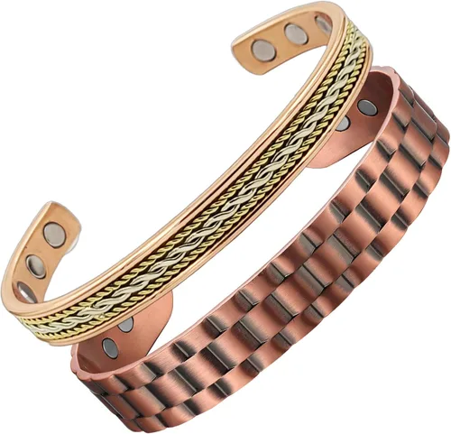 Vista 10 de Pulseras de cobre de campo magnético de diseño elegante con imanes ultra fuertes - unisex - ajustable