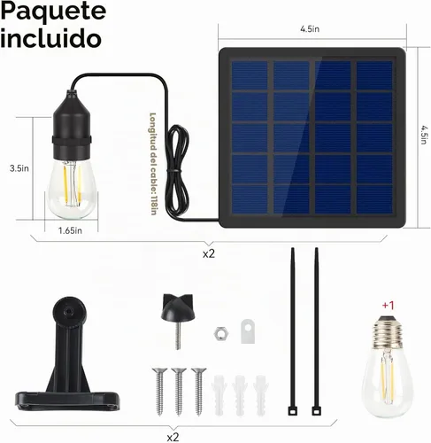 Vista 5 de Bombilla solar de repuesto para bricolaje, gallinero, cobertizo, paquete de Paquete de 2 sin sombra