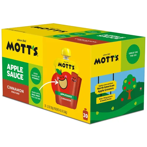 Vista 12 de Mott's Puré de manzana y canela, bolsas transparentes de 3.2 onzas, paquete de 20