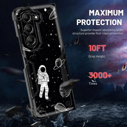 Vista 3 de Funda para Galaxy Z Fold 5 5G 2023, doble capa, protección contra caídas de grado militar de 10 pies, antideslizante, resistente a prueba de golpes