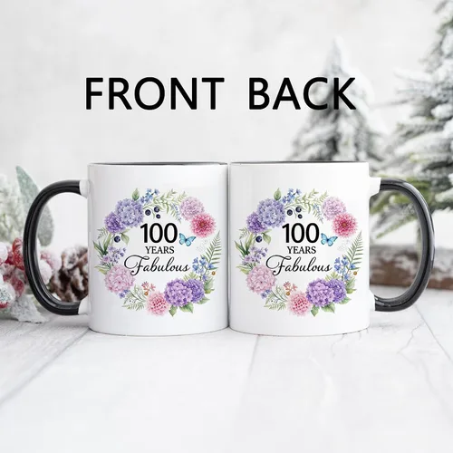 Vista 4 de 100th Birthday Coffee Mug, 100 Years Fabulous Gift for Women 11oz