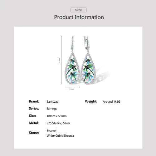 Vista 5 de Santuzza Aretes de plata de ley 925 con circonita cúbica esmaltada y libélula para mujer, Plata de ley Circonita cúbica, Circonia cúbica